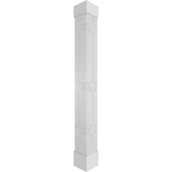 Ekena Millwork Craftsman Classic Square Non-Tapered Atlas Fretwork Column w/ Standard Capital & Standard Base CC0810ENATLCSCS - main